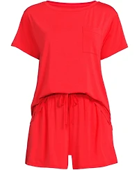 Lands' End Women's Cooling 2 Piece Pajama Set - Short Sleeve Tee and Shorts