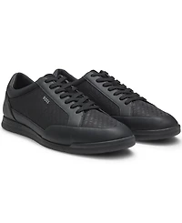 Boss by Hugo Men's Monogram-Jacquard Leather Trim Trainers Shoe