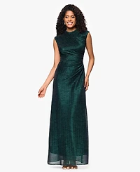 Betsy & Adam Women's Crinkle Ruched Slit Gown