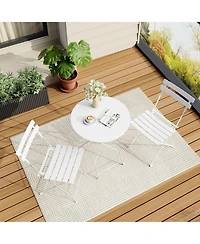gaomon White 3-Piece Patio Bistro Set, Outdoor Folding Table & Chairs, Weather Resistant, Space Saving for Backyard & Balcony