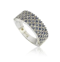 Suzy Levian Sterling Silver Sapphire & Created White Half Band