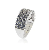 Suzy Levian Sterling Silver Sapphire & Created White Half Band