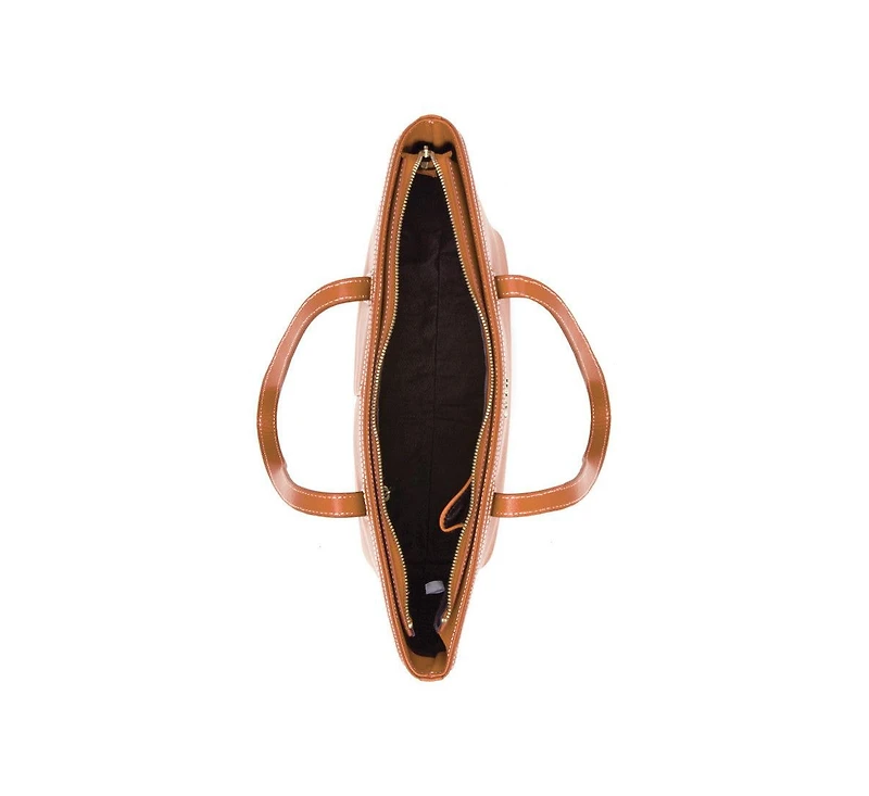 Susu Brown Leather Shoulder Bag Big Work Tote Purse for Women Laptop Handbag with Zipper Closure