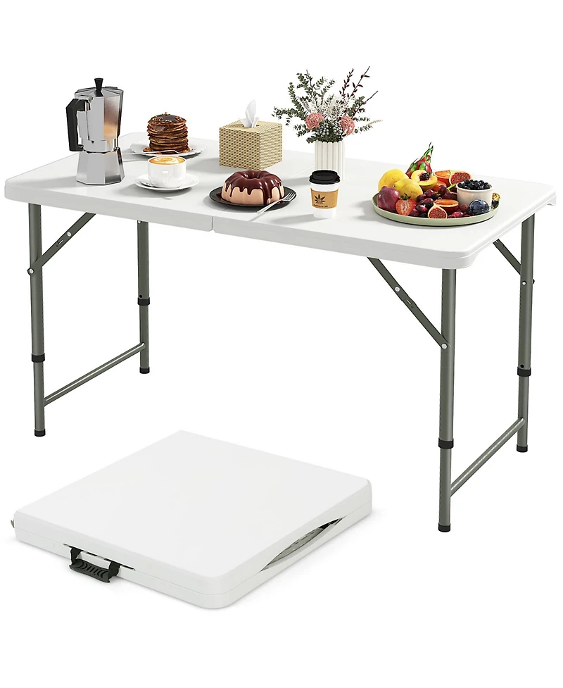 4 Feet Portable Camping Table with Hdpe Tabletop and Metal Legs