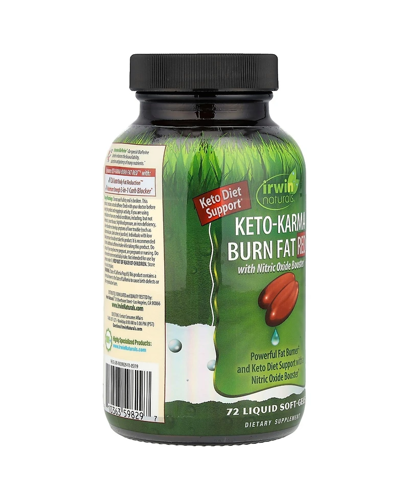 Irwin Naturals, Keto-Karma Burn Fat Red, 72 Count