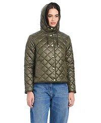 kate spade new york Women's Attached Hood Packable Diamond Quilted Jacket