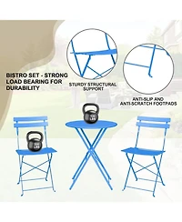 gaomon 3-Piece Outdoor Bistro Set with Folding Table & 2 Chairs, Premium Steel Frame, Portable Design, Suitable for Outdoors