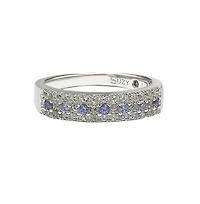 Suzy Levian New York Sterling Silver Sapphire & Created White Color-Pop Half Band Ring