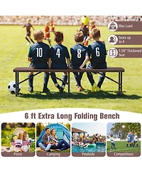 Gymax Set Of 2 6FT Plastic Folding Bench w/ 1320 Lbs Capacity Handle & Lock For Outdoor