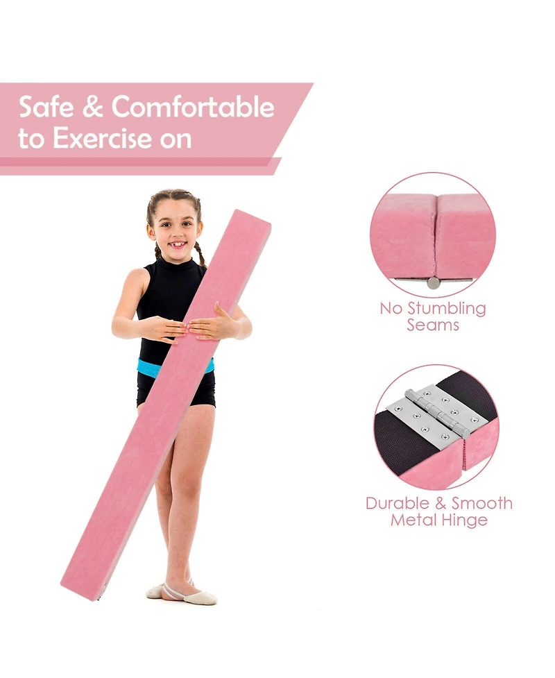 7 Feet Folding Portable Floor Balance Beam with Handles for Gymnasts