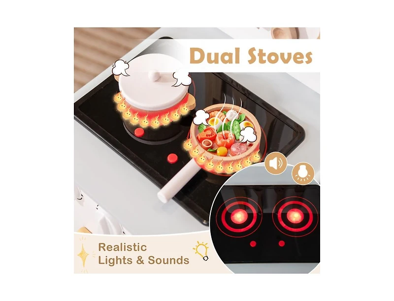 Kids Kitchen Playset with Cooking Accessories and Storage