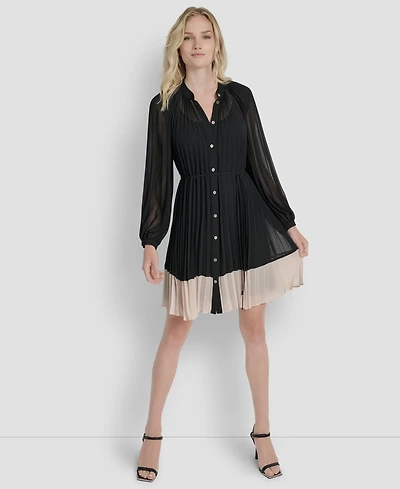 Dkny Women's Long Sleeve Collared Shift Dress