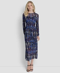 Dkny Women's Long Sleeve Crew Neck A Line Dress