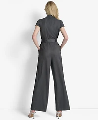 Dkny Women's Cap Sleeve V-Neck Jumpsuit