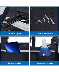 Chest Pack Running Vest with Hydration Bottle, Reflective Gear Sport Chest Bag for Men Women(Black Hydration Bottle)