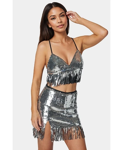 Bebe Women's Lace Shrug and Sequins Cami