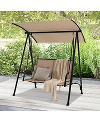 Gymax 2-Person Patio Swing Seat Bench Canopy Loveseat Outdoor