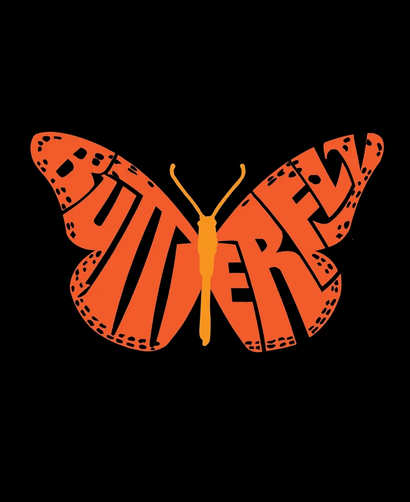 La Pop Art Plus Butterfly Word V-Neck T-Shirt