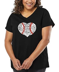 La Pop Art Plus Baseball Mom Word V-Neck T-Shirt