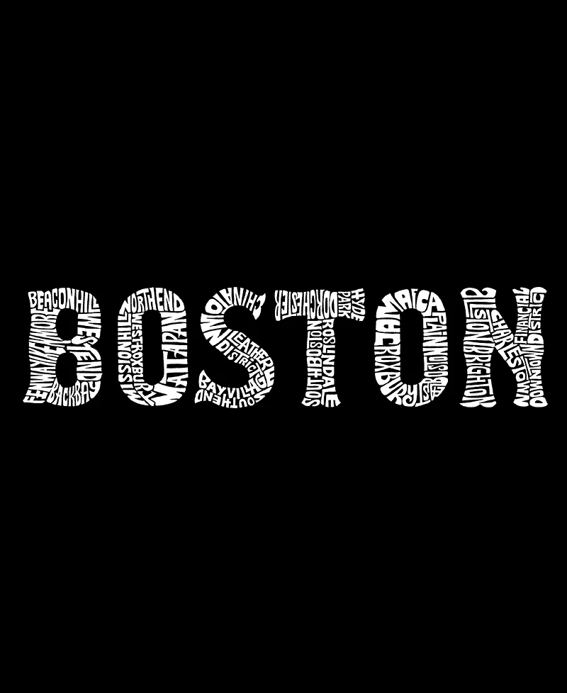 La Pop Art Plus Boston Neighborhoods Word V-Neck T-Shirt