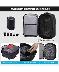 Nakto Vacuum Backpack Travel Vacuum Seal Compression Travel 60L Expandable Vackpack with Pump with Tsa Lock Black (Portable Electric Air Pump Included