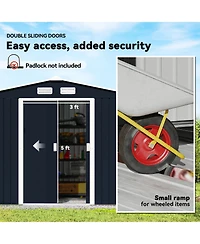 Outsunny 9' x 6' Storage Shed Garden Tool House w/ Vents Doors Dark