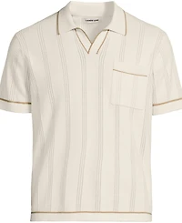 Lands' End Men's Short Sleeve Textured Tipped Sweater Polo