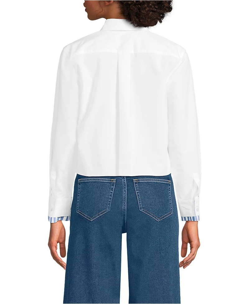 Lands' End Women's Carefree Cotton Shirt with Removable Bow