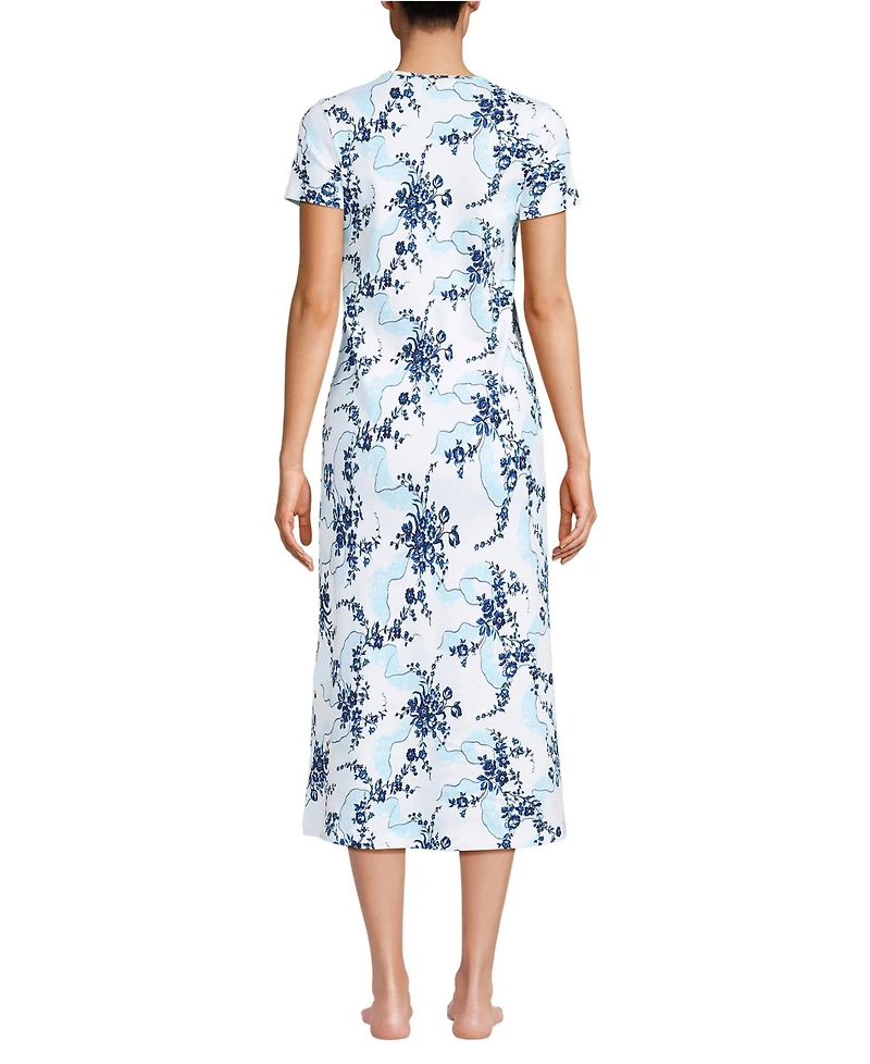 Lands' End Women's Cotton Short Sleeve Midcalf Nightgown