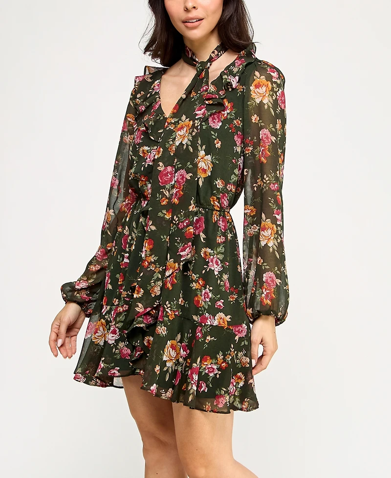 Trixxi Women's Floral Long Sleeve Dress