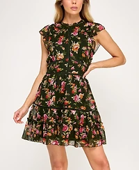 Trixxi Women's Ruffle Tiered Fit and Flare Dress
