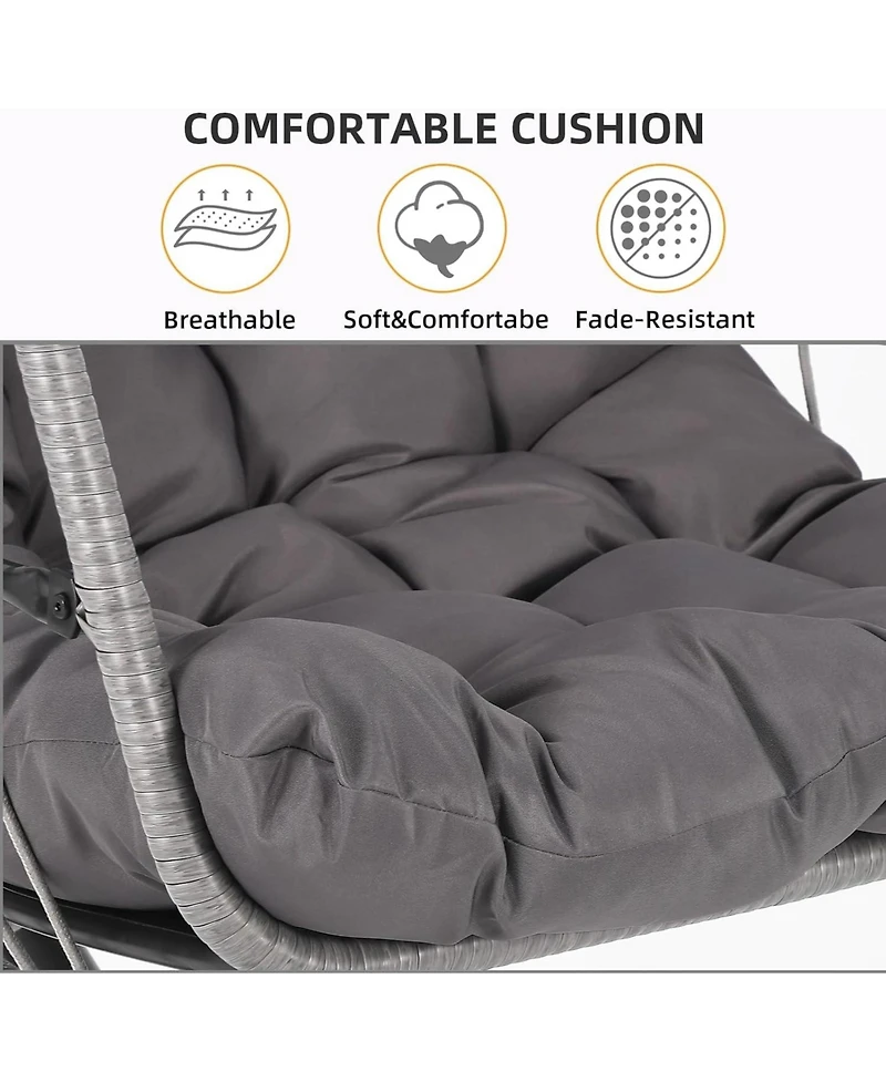 gaomon Egg Chair with Stand, Patio Rattan Wicker Hanging Swing Egg Chair, Thickened Aluminum Frame & Uv Resistant Cushion, 350 lbs Capacity