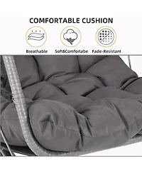 gaomon Egg Chair with Stand, Patio Rattan Wicker Hanging Swing Egg Chair, Thickened Aluminum Frame & Uv Resistant Cushion, 350 lbs Capacity