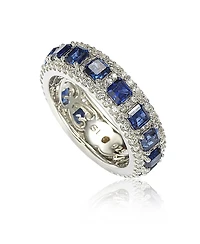 Suzy Levian New York Sterling Silver Sapphire & Created White Modern Eternity B&