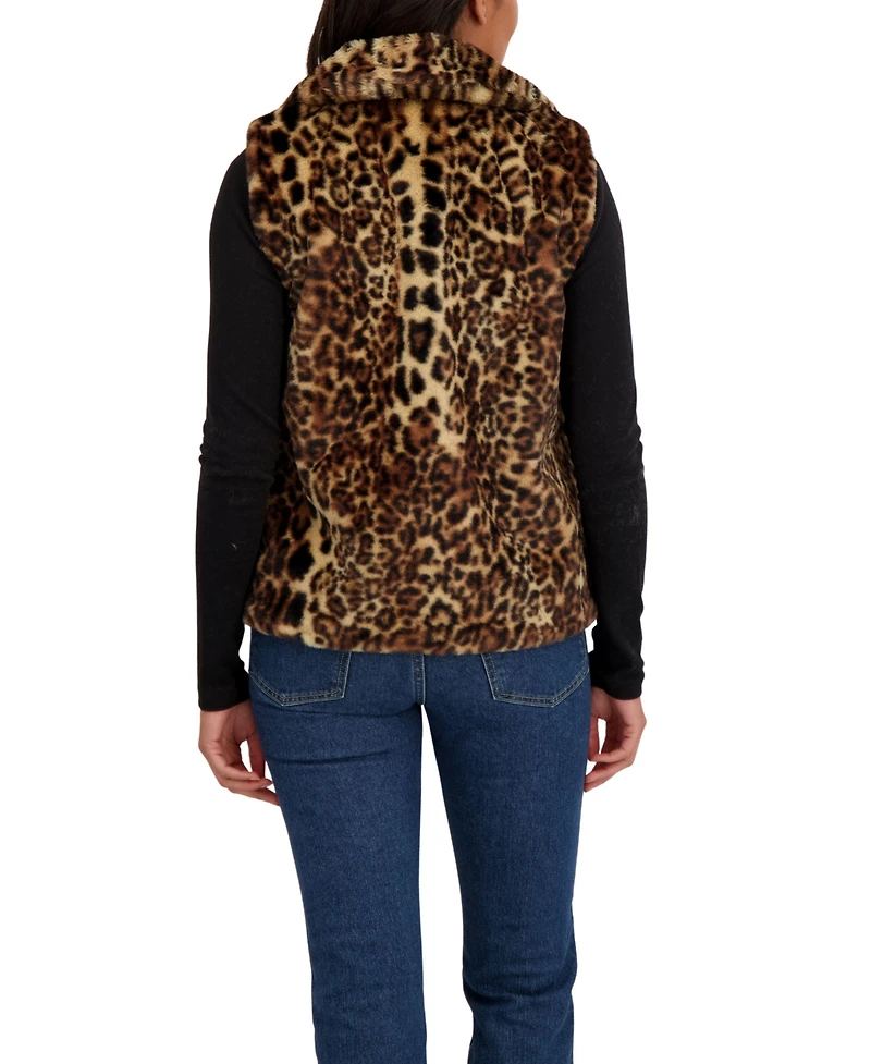 Sebby Collection Women's Faux Fur Notch Collar Vest