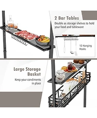 8 x 5 Ft Outdoor Grill Gazebo with 2 Side Shelves and 20 Hooks