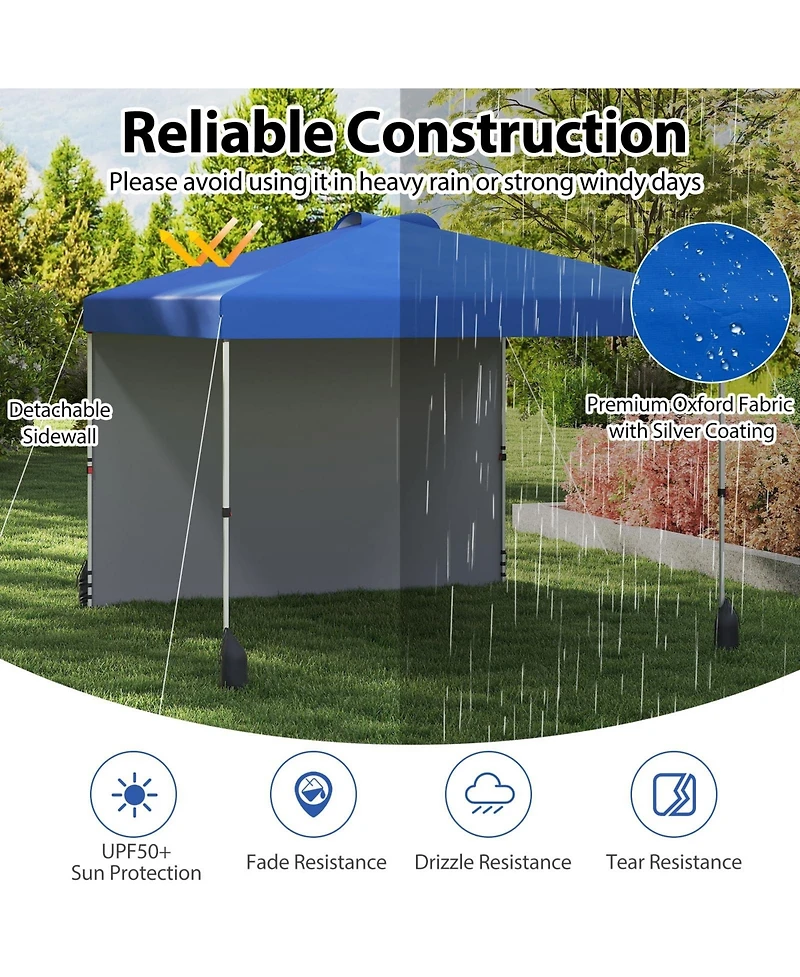 10 X 10 Ft Pop up Canopy Tent with 1 Sidewall and Wheeled Bag