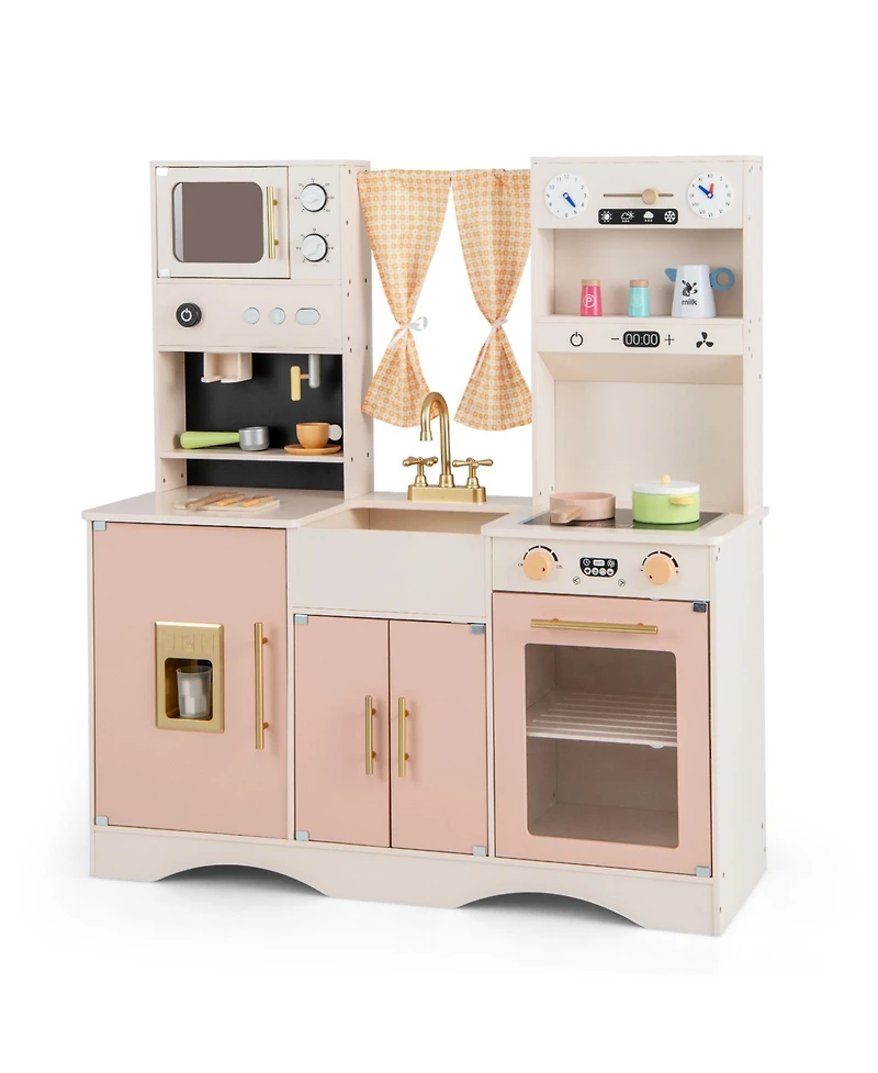 Kids Kitchen Playset with Microwave and Coffee Maker for Ages 3+