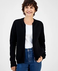 Charter Club Women's 100% Cashmere Shaker-Stitch Bomber Jacket, Macy's Exclusive
