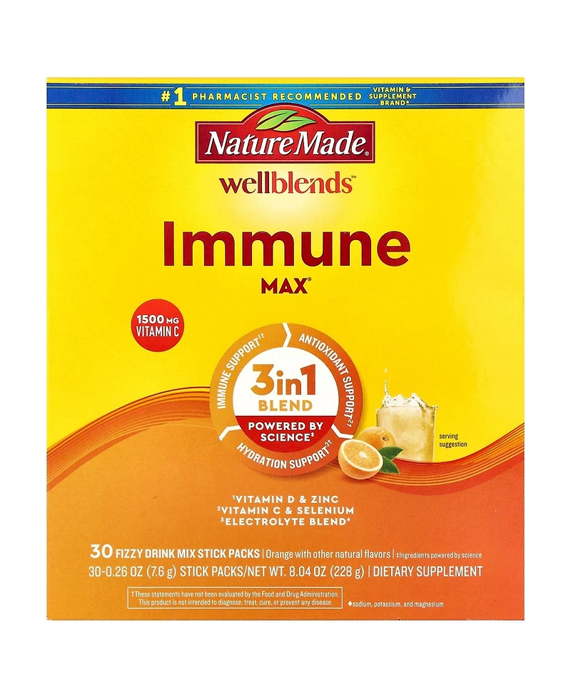 Nature Made Wellblends Immune Max Orange 30 Stick Packs
