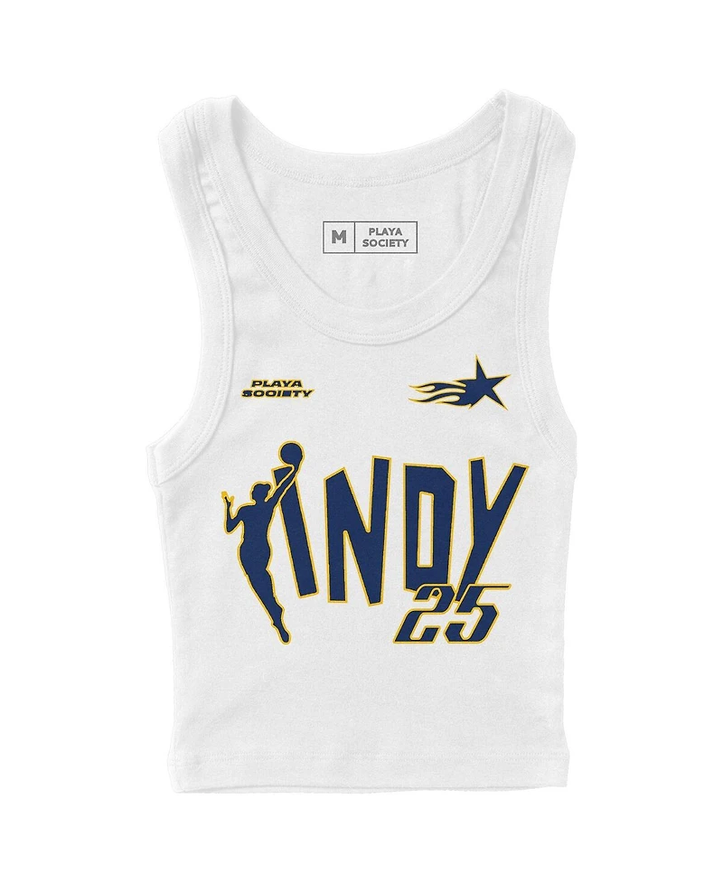 Playa Society Men's and Women's White 2025 Wnba All-Star Game Indy Cropped Ribbed Tank Top