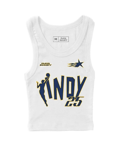 Playa Society Men's and Women's White 2025 Wnba All-Star Game Indy Cropped Ribbed Tank Top