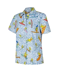 Reyn Spooner Women's Light Blue The Simpsons Cowabunga Relaxed Button-Up Shirt