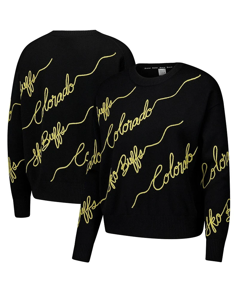 Kadyluxe Women's Black Colorado Buffaloes Love Note Pullover Sweater