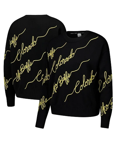 Kadyluxe Women's Black Colorado Buffaloes Love Note Pullover Sweater