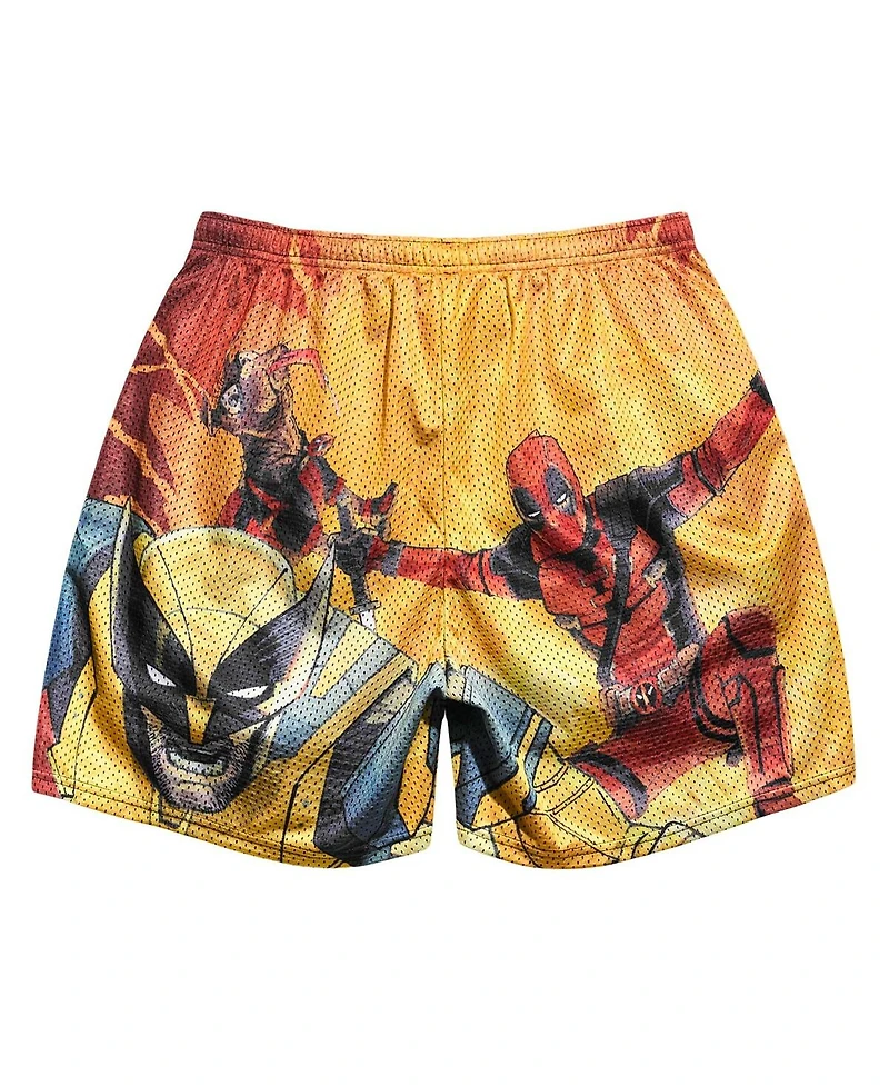 Chalk Line Men's Yellow Deadpool Wolverine Jump Retro Shorts