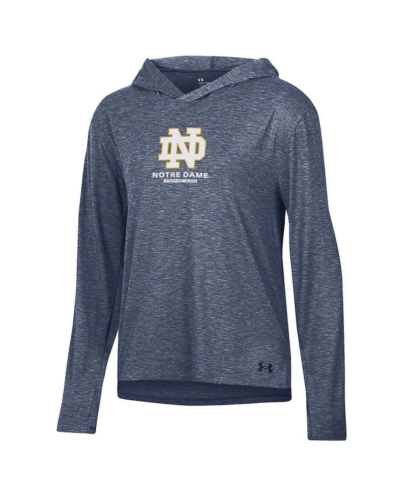 Under Armour Women's Heather Navy Notre Dame Fighting Irish Breezy Long Sleeve Hoodie T-Shirt
