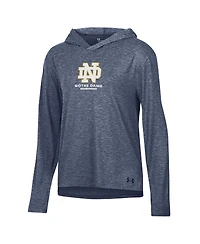 Under Armour Women's Heather Navy Notre Dame Fighting Irish Breezy Long Sleeve Hoodie T-Shirt