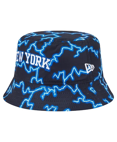 New Era Men's Black/Light Blue York Knicks Summer Sun and Storm Reversible Bucket Hat
