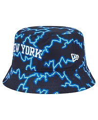 New Era Men's Black/Light Blue York Knicks Summer Sun and Storm Reversible Bucket Hat